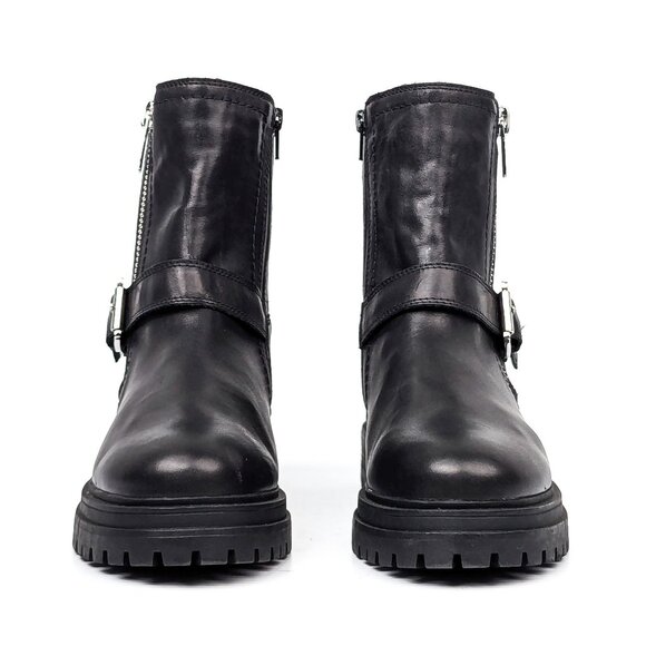 Blondo Women Garnet Waterproof Black Leather Moto Biker Ankle Boots size 10 - Picture 2 of 10